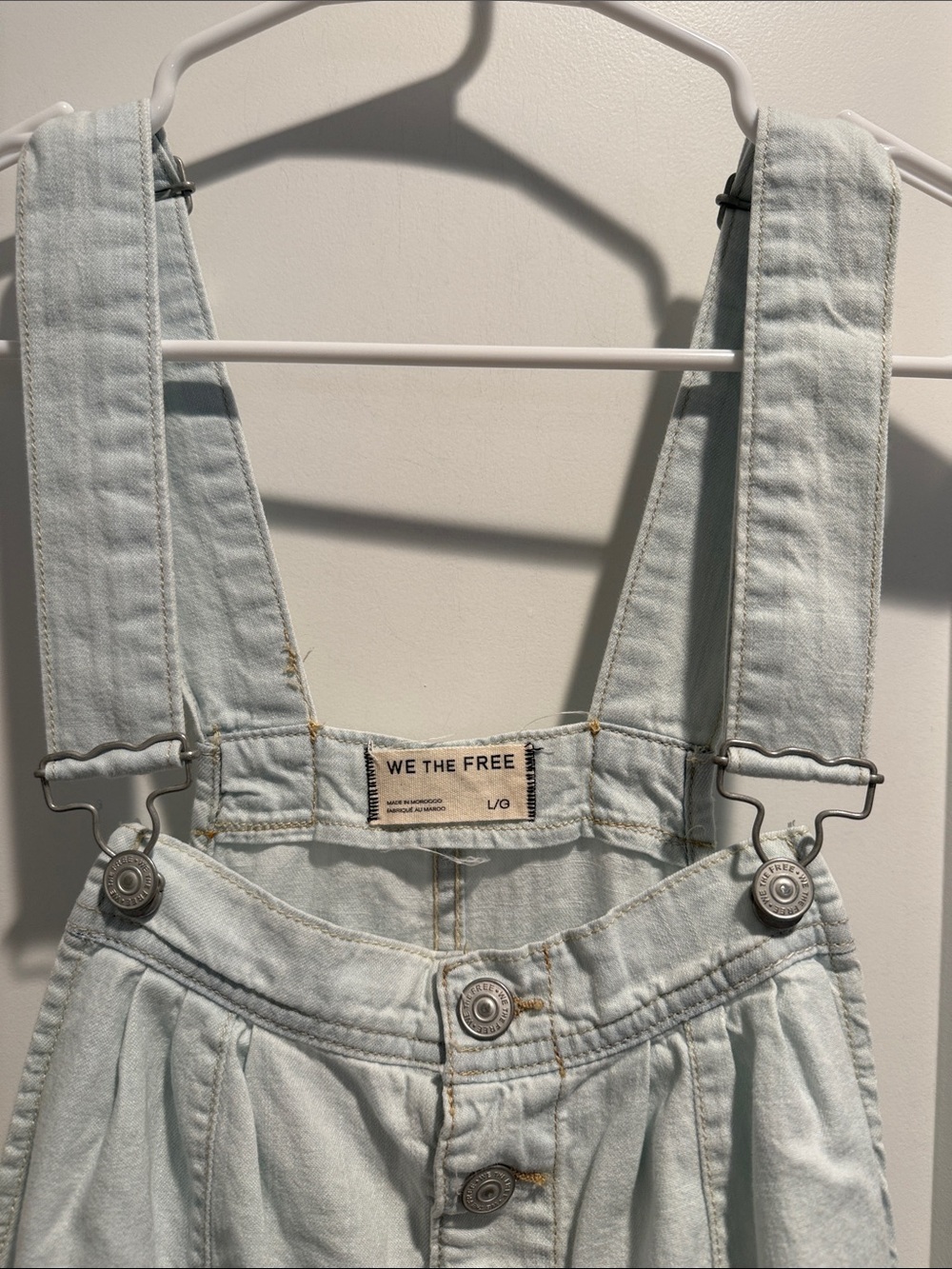We The Free Light Wash Denim Overall Romper - Pale Blue - Picture 4 of 6